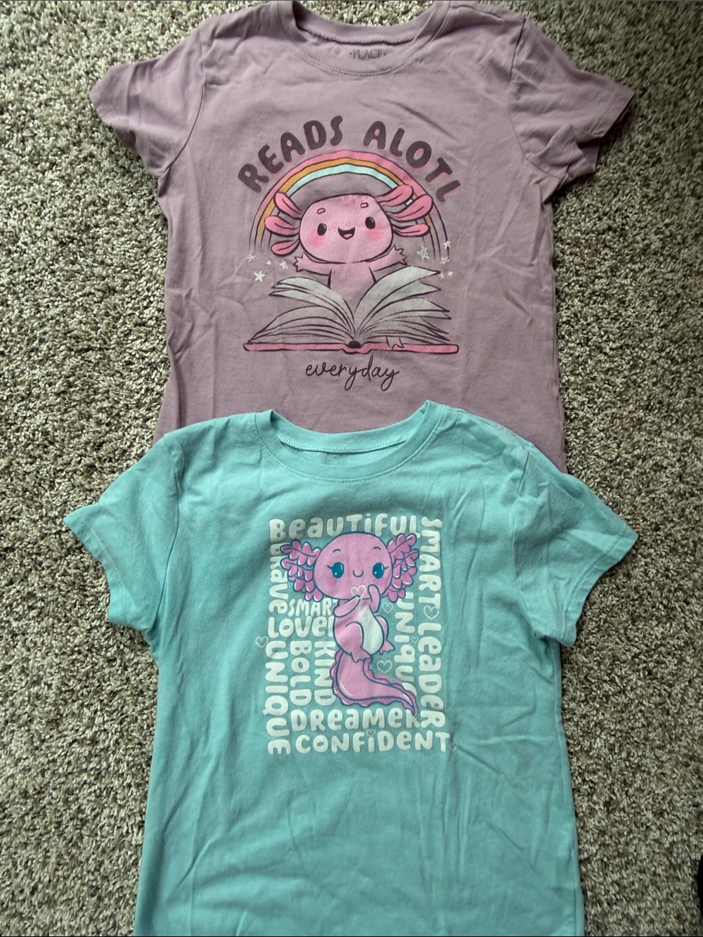 2 - Children's Place girls size 7/8 medium tees with Axolytol